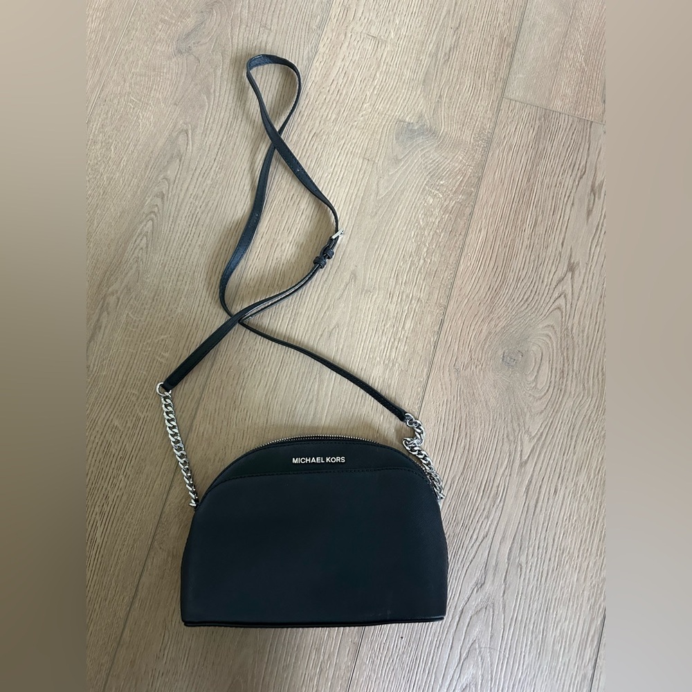 Michael Kors Black Crossbody Bag with Silver Chain